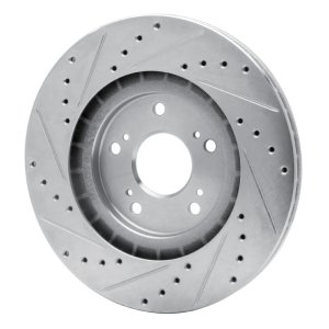 Acura NSX Brake Rotor (1) - Rear Right - R1 Concepts - Drilled & Slotted - Silver - `97-`05